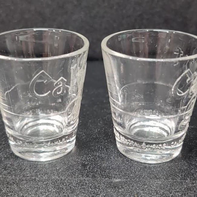 Calvert Whiskey Shot Glasses, Set of 2, Vintage A-B Taste Testing Design - Thumbnail 5
