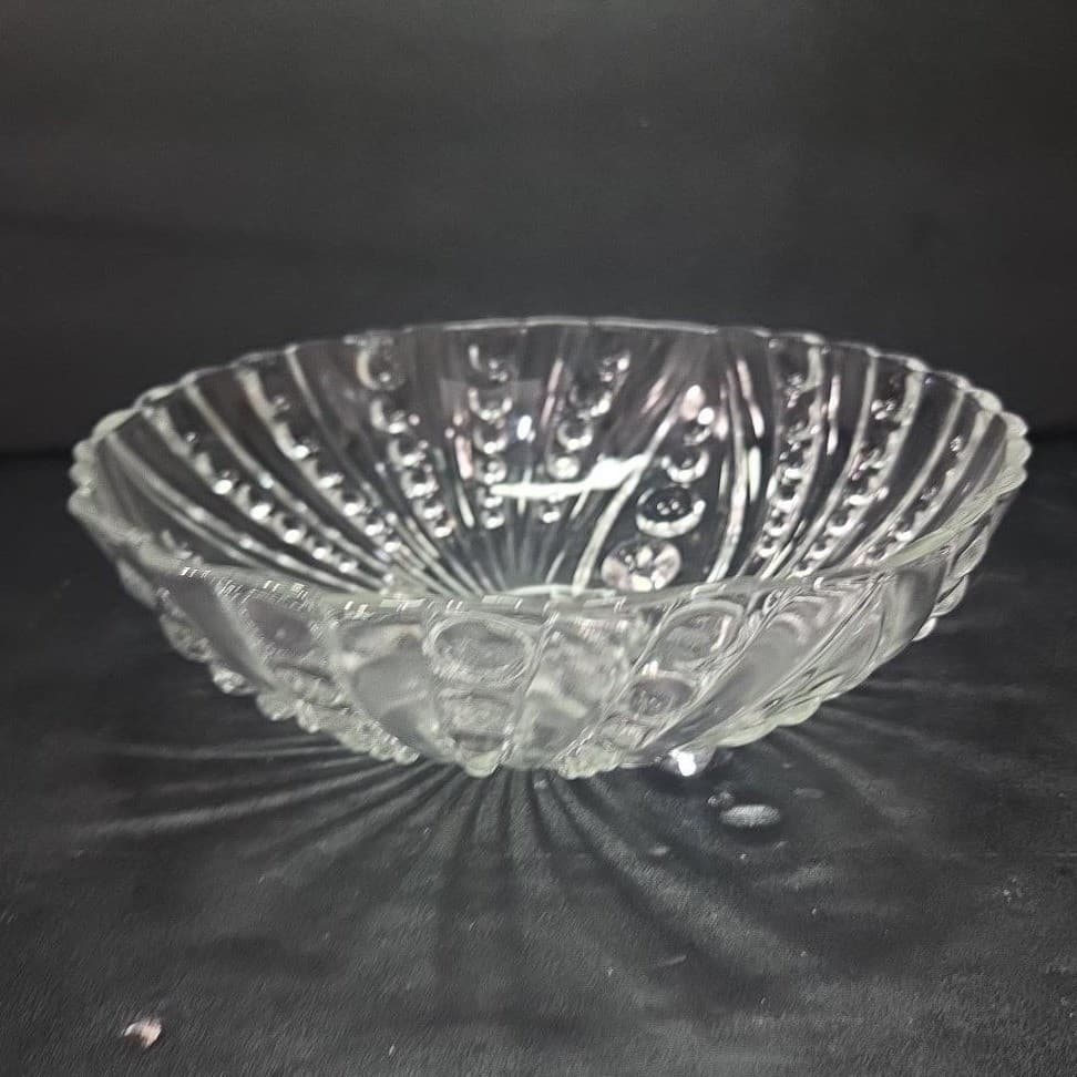 Anchor Hocking Clear Glass Bowl, Vintage Burple Bubble Pattern, MCM Centerpiece - Thumbnail 2
