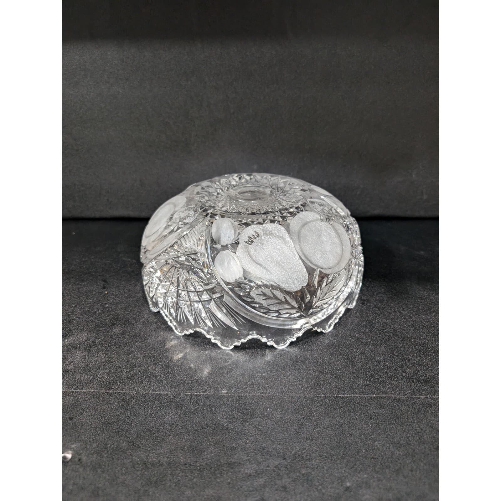 Cristal d'Arque Glass Tazza Dish, Etched Fruit Bowl, Centerpiece, 8.5" Diameter - Thumbnail 8