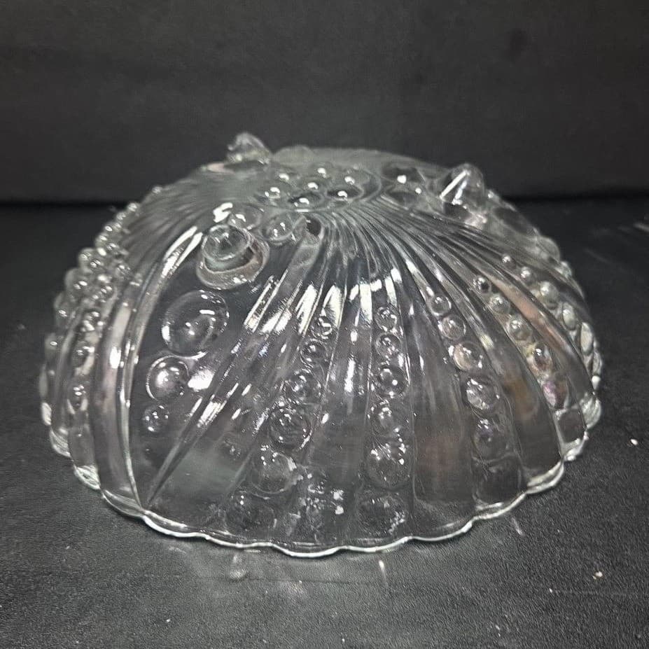 Anchor Hocking Clear Glass Bowl, Vintage Burple Bubble Pattern, MCM Centerpiece - Thumbnail 8