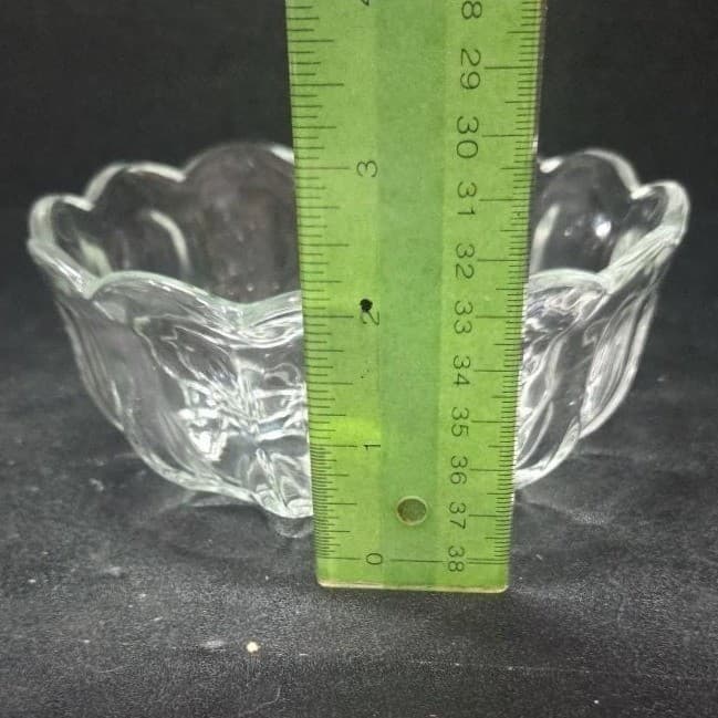 Anchor Hocking Scalloped Candy Dish, Vintage Diamond Pattern, Clear Dessert Bowl - Thumbnail 6