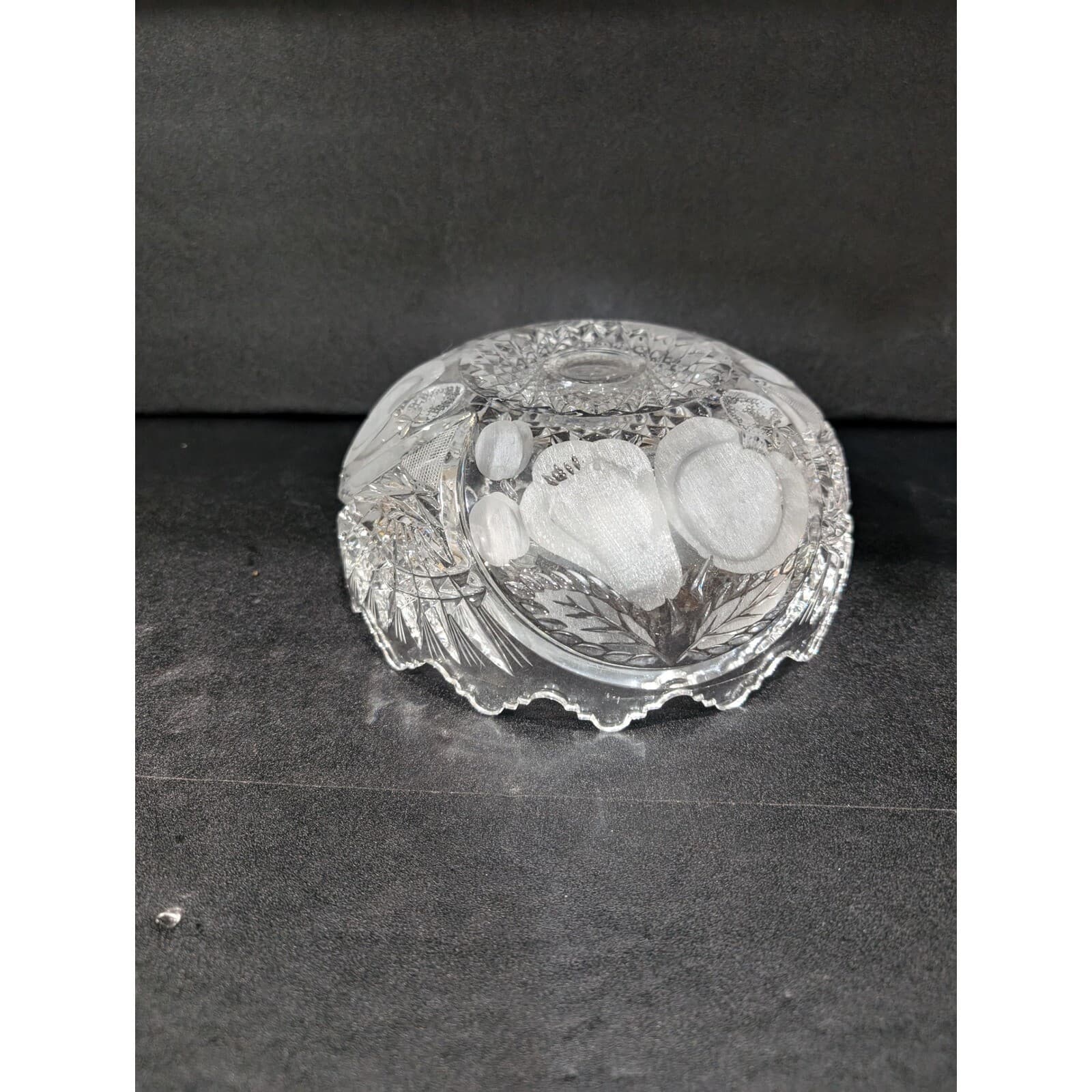 Cristal d'Arque Glass Tazza Dish, Etched Fruit Bowl, Centerpiece, 8.5" Diameter - Thumbnail 7