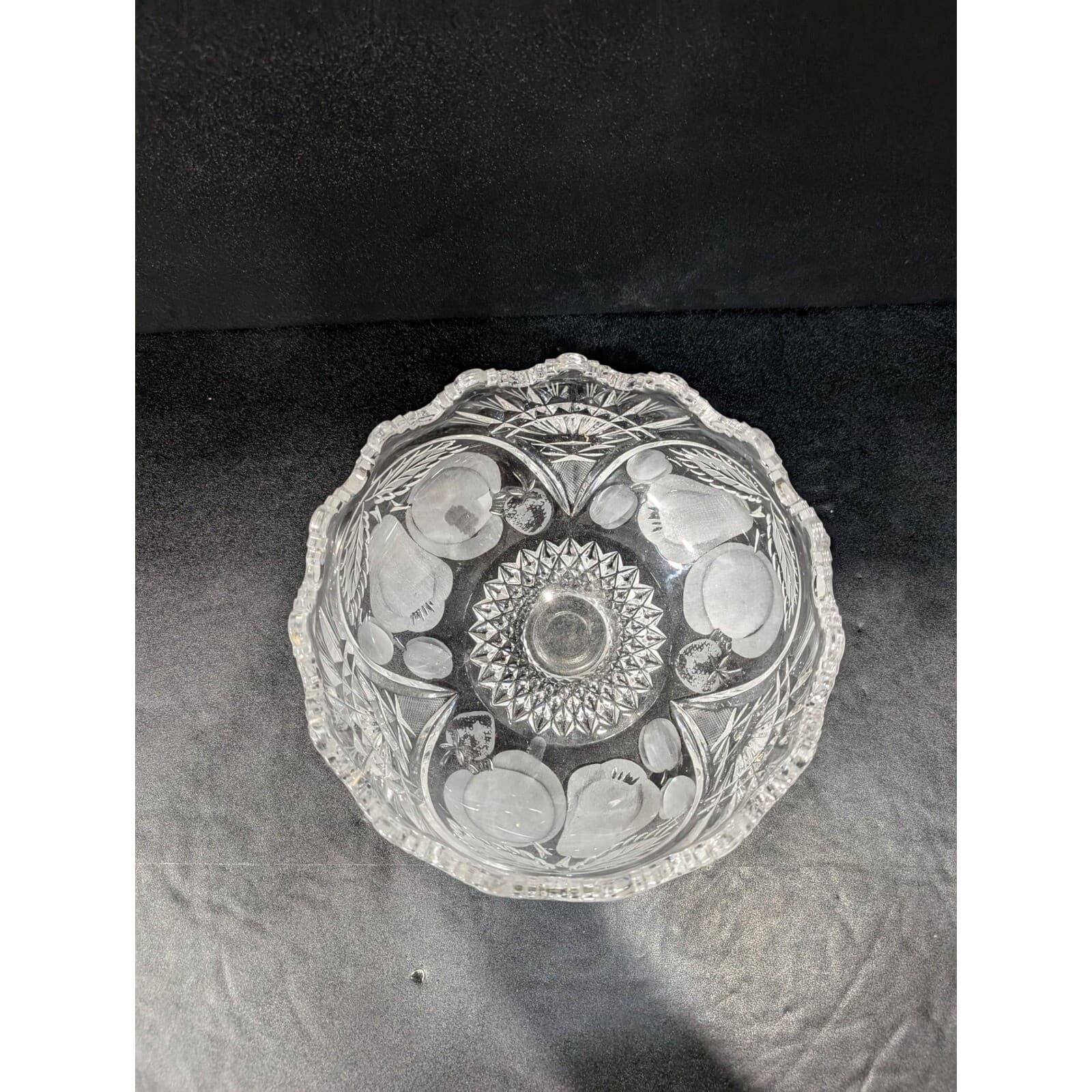 Cristal d'Arque Glass Tazza Dish, Etched Fruit Bowl, Centerpiece, 8.5" Diameter - Thumbnail 2
