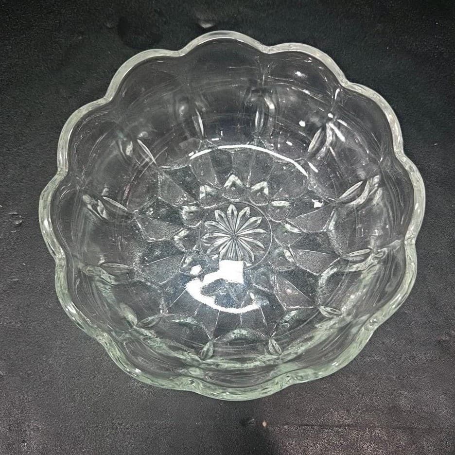 Anchor Hocking Scalloped Candy Dish, Vintage Diamond Pattern, Clear Dessert Bowl - Thumbnail 3