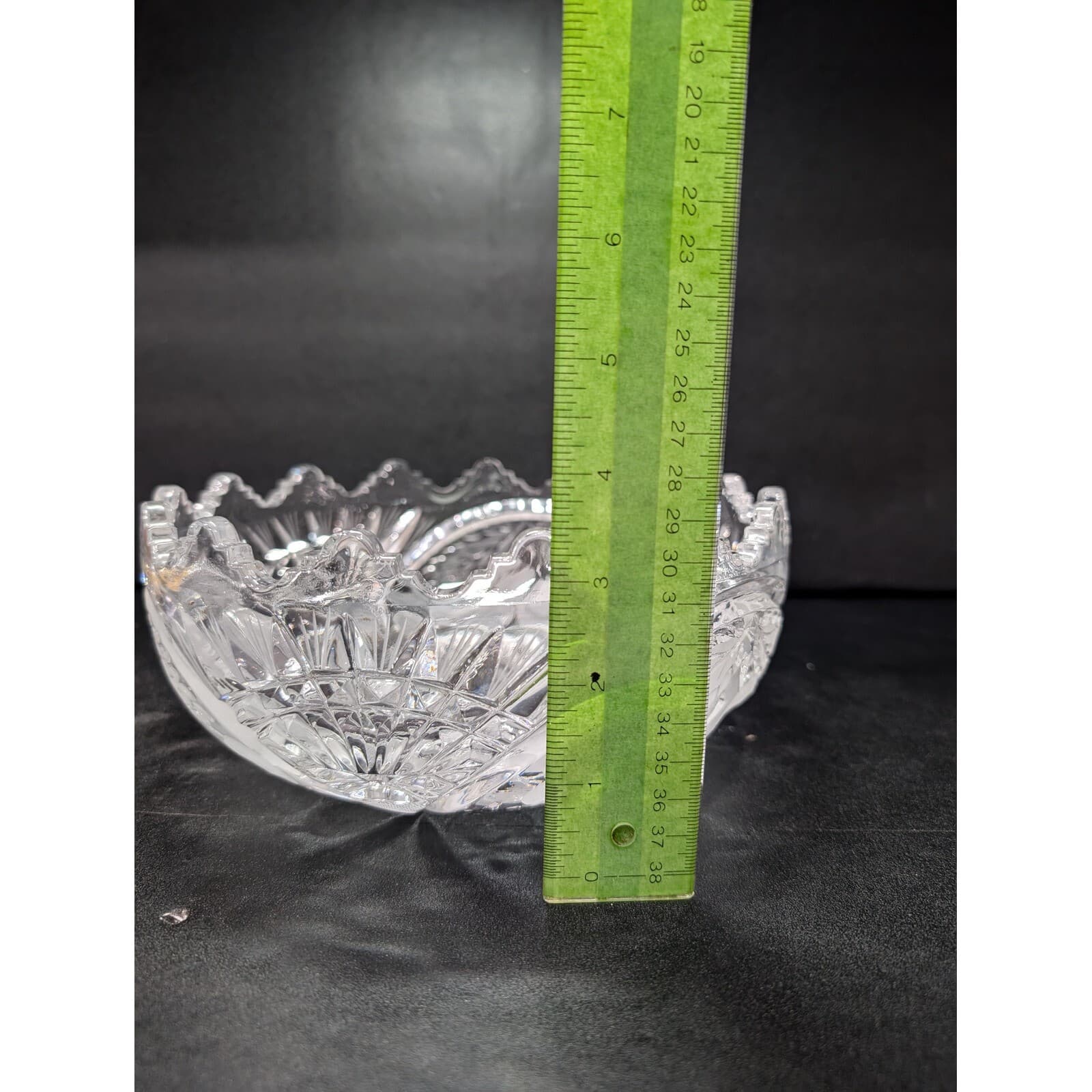 Cristal d'Arque Glass Tazza Dish, Etched Fruit Bowl, Centerpiece, 8.5" Diameter - Thumbnail 9