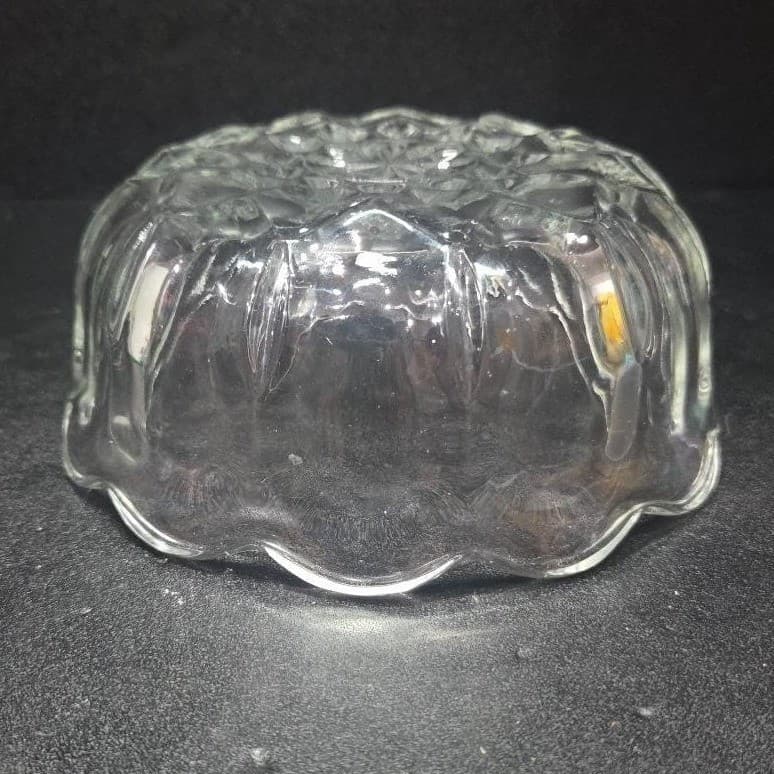 Anchor Hocking Scalloped Candy Dish, Vintage Diamond Pattern, Clear Dessert Bowl - Thumbnail 8
