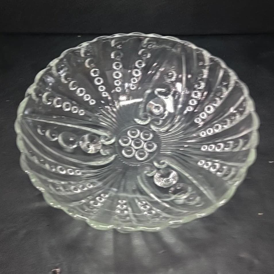 Anchor Hocking Clear Glass Bowl, Vintage Burple Bubble Pattern, MCM Centerpiece - Thumbnail 3