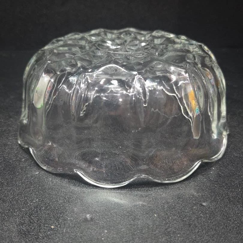 Anchor Hocking Scalloped Candy Dish, Vintage Diamond Pattern, Clear Dessert Bowl - Thumbnail 7