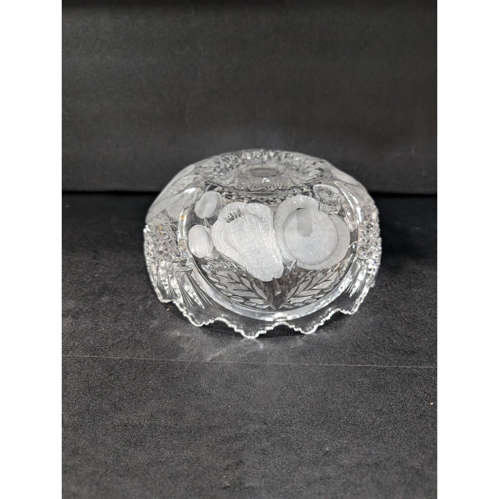 Cristal d'Arque Glass Tazza Dish, Etched Fruit Bowl, Centerpiece, 8.5" Diameter - Thumbnail 6
