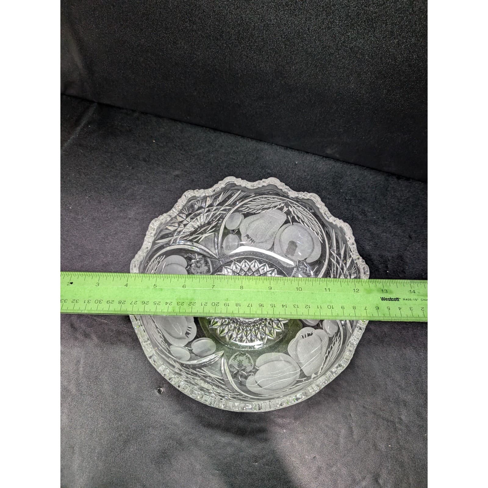 Cristal d'Arque Glass Tazza Dish, Etched Fruit Bowl, Centerpiece, 8.5" Diameter - Thumbnail 10