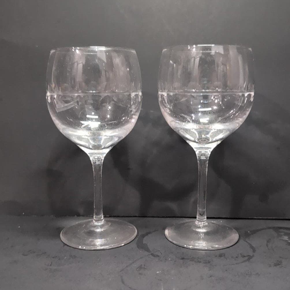 Lenox Candleglow Lead Crystal Wine Goblets, Set Of 2, Vtg Replacement Stemware - Thumbnail 2