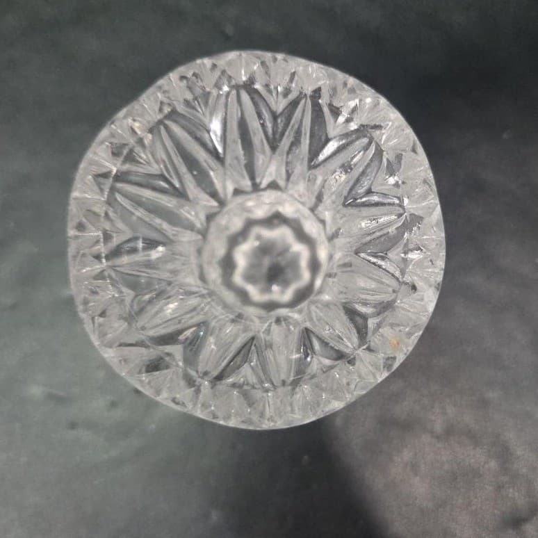Crystal Thistle Pineapple Toothpick Holder, Vtg Glass Bud Vase, Saw Edge Design - Thumbnail 7