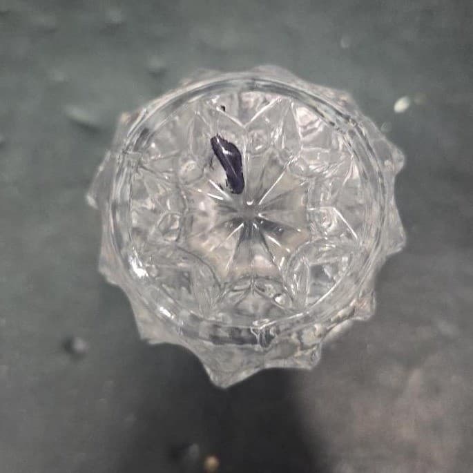 Crystal Thistle Pineapple Toothpick Holder, Vtg Glass Bud Vase, Saw Edge Design - Thumbnail 8
