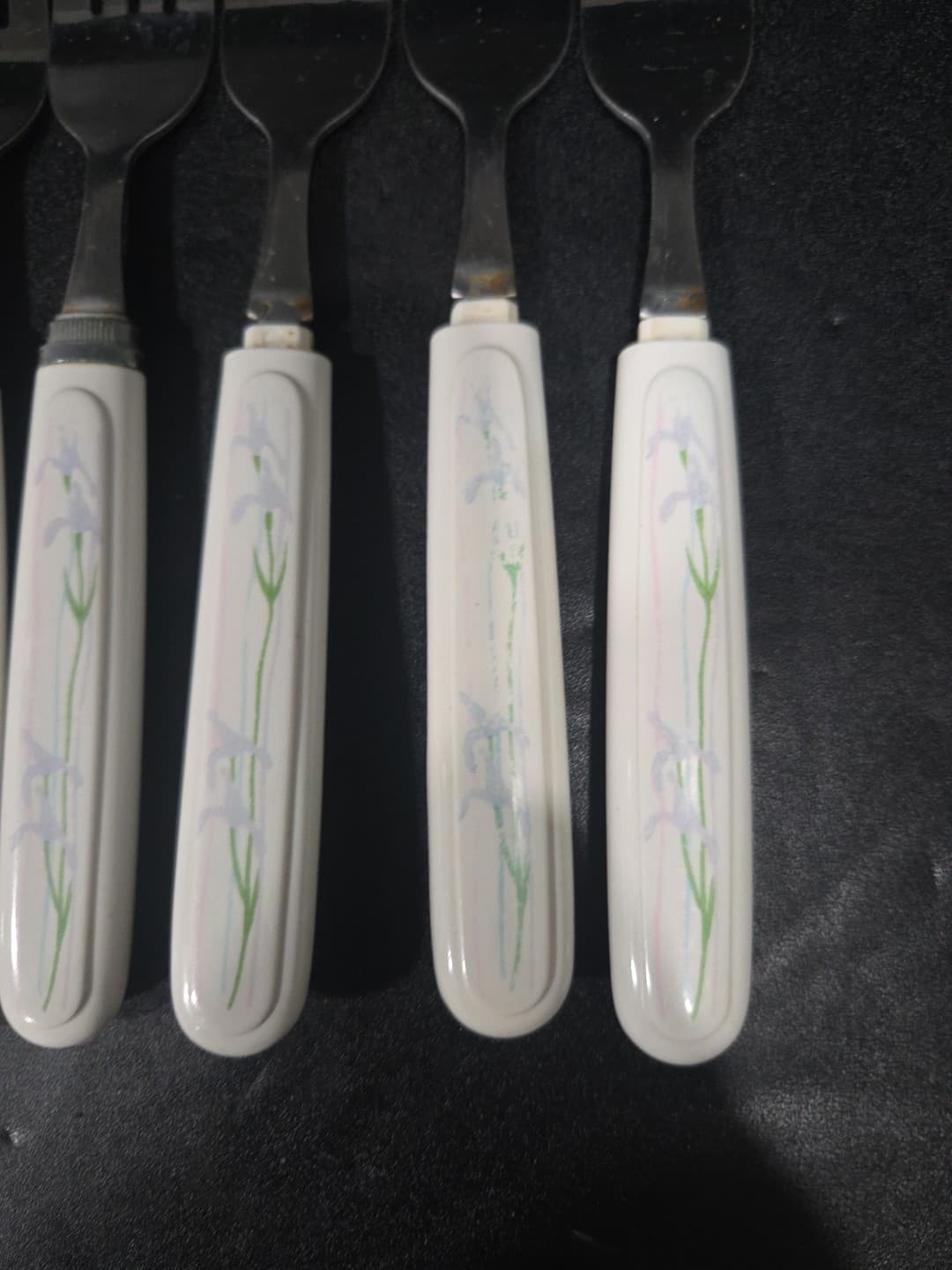 Corelle Shadow Iris Forks, 8 Piece Flatware, Corning Rostfrei, Vintage Utensils - Thumbnail 5