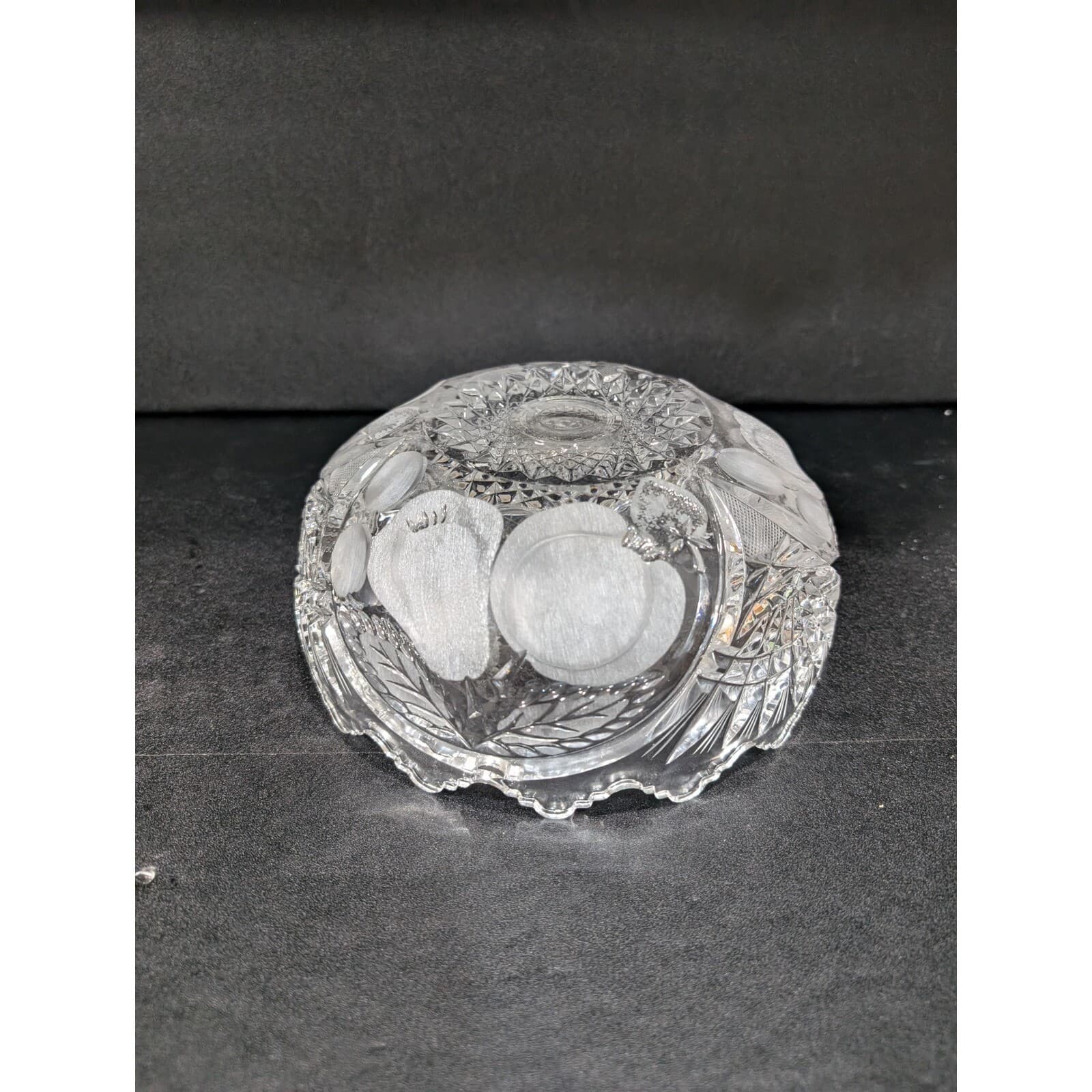 Cristal d'Arque Glass Tazza Dish, Etched Fruit Bowl, Centerpiece, 8.5" Diameter - Thumbnail 5