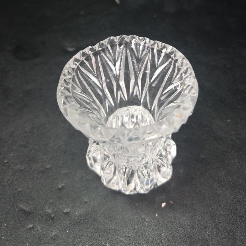 Crystal Thistle Pineapple Toothpick Holder, Vtg Glass Bud Vase, Saw Edge Design - Thumbnail 6