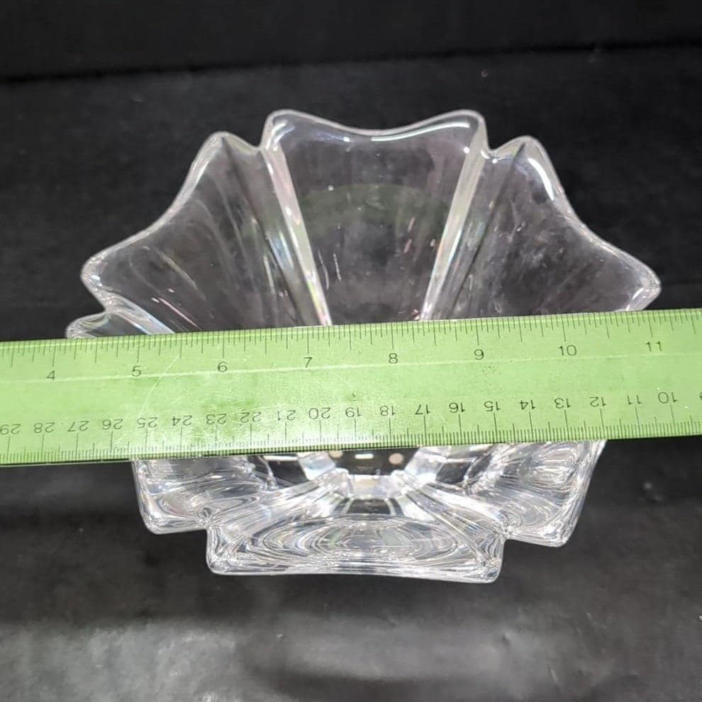 Orrefors Lead Crystal Candle Bowl, Orion by Hellsten, Swedish Signed Centerpiece - Thumbnail 11
