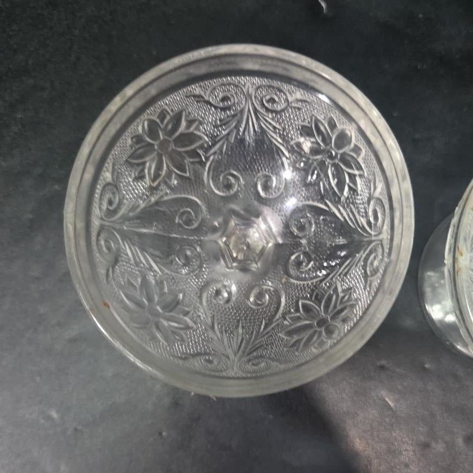 Indiana Glass Sandwich Champagne Coupes, Set of 2, Vintage Knob Stem Bowls - Thumbnail 7