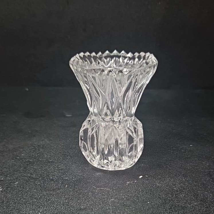 Crystal Thistle Pineapple Toothpick Holder, Vtg Glass Bud Vase, Saw Edge Design - Thumbnail 4