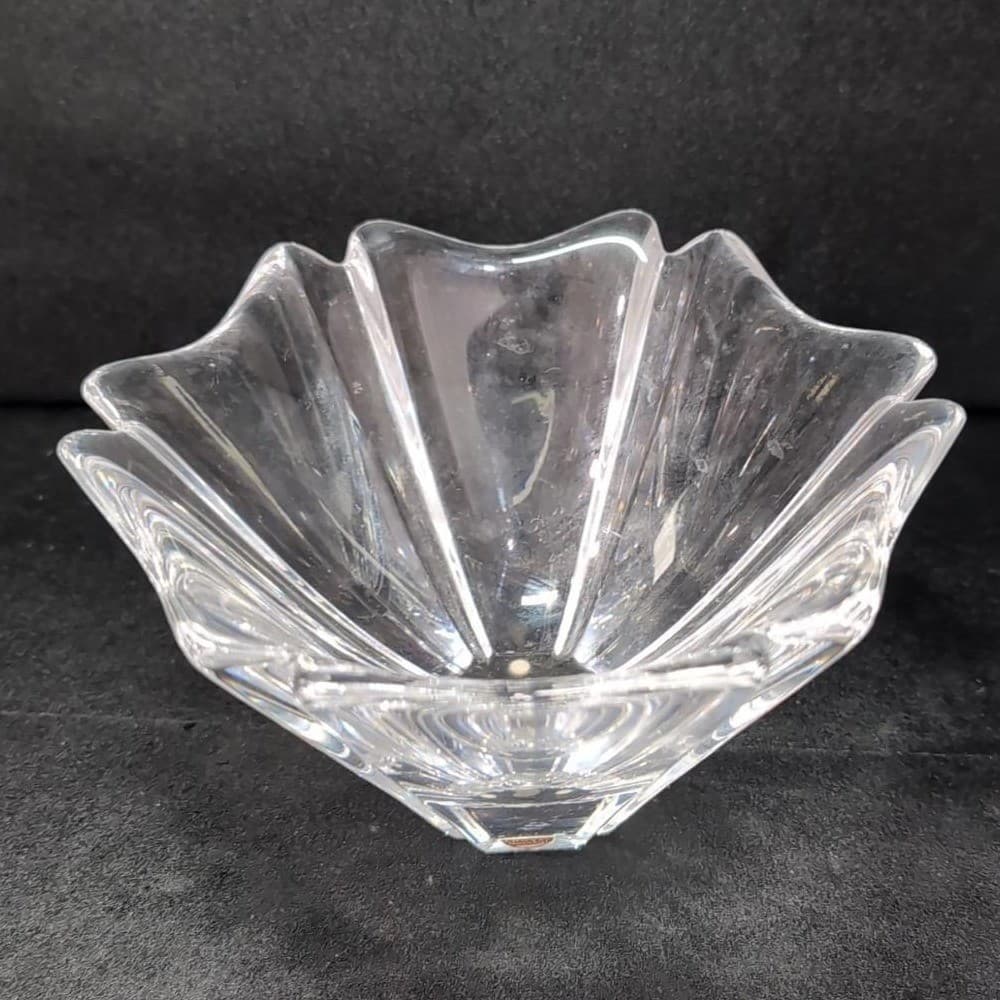 Orrefors Lead Crystal Candle Bowl, Orion by Hellsten, Swedish Signed Centerpiece - Thumbnail 6