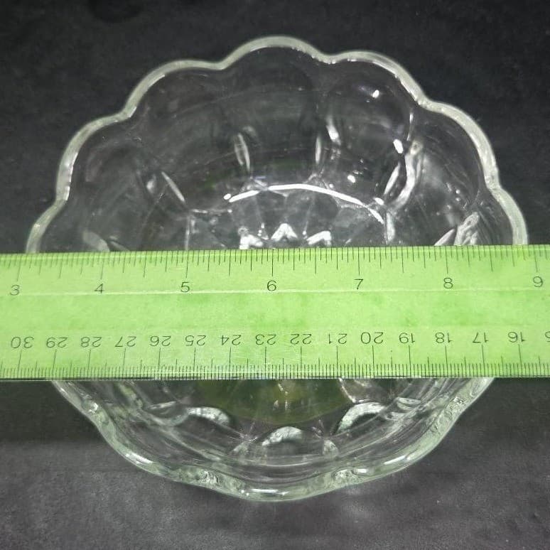 Anchor Hocking Scalloped Candy Dish, Vintage Diamond Pattern, Clear Dessert Bowl - Thumbnail 5