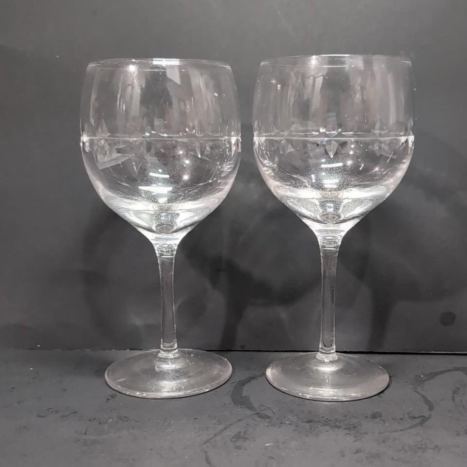 Lenox Candleglow Lead Crystal Wine Goblets, Set Of 2, Vtg Replacement Stemware - Thumbnail 4