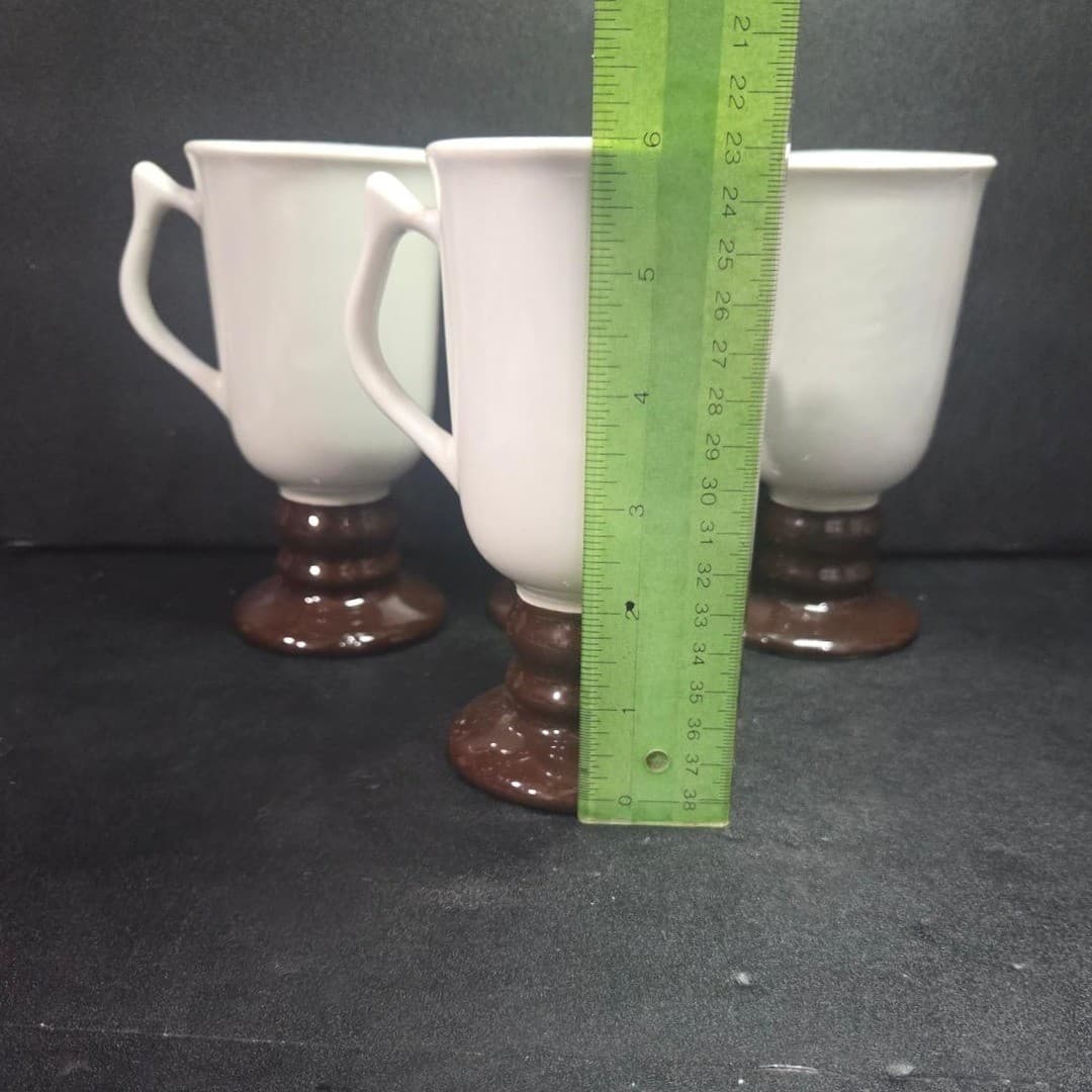 Hall Brown & Cream Irish Coffee Mugs, Set of 4, Vintage Footed Pedestal Cups - Thumbnail 9