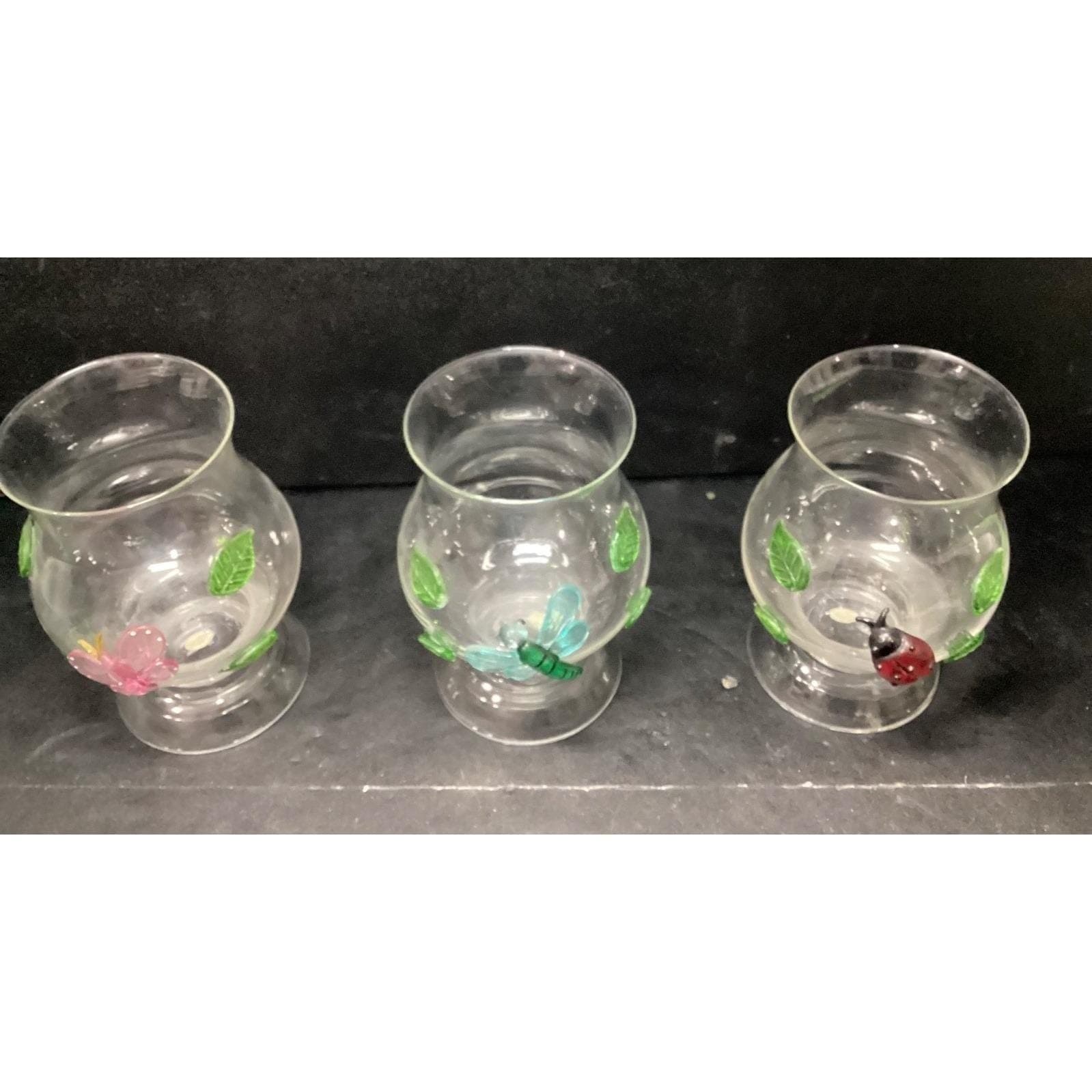 Home Accents Hurricane Lamps, Set of 3 Butterfly Ladybug Dragonfly Design Votive - Thumbnail 9