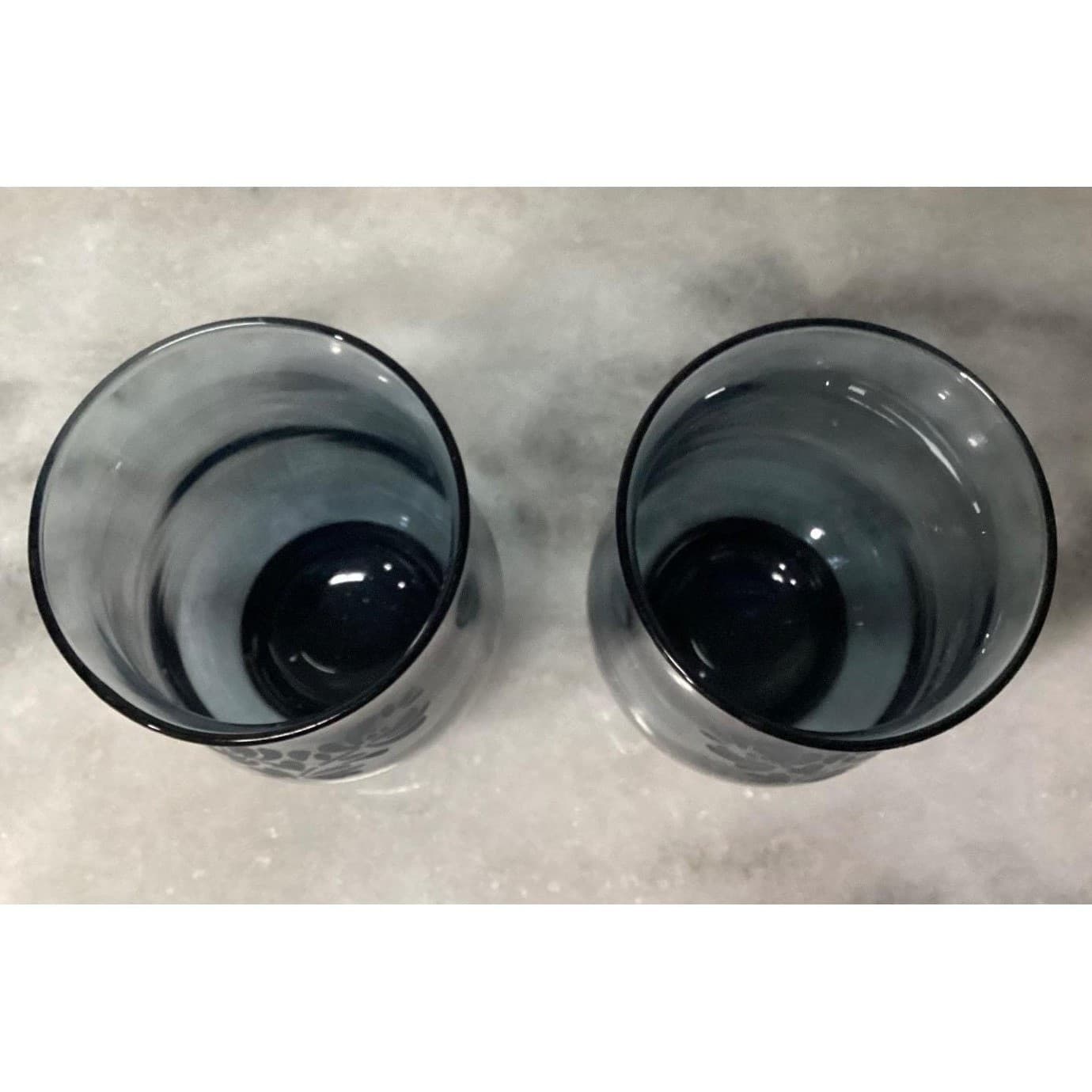 Pfaltzgraff Yorktowne Blue Tumblers, Set of 2, Vintage Etched Floral Design - Thumbnail 8