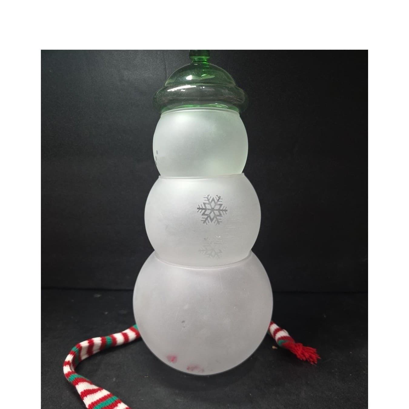 Princess House Snowman Candy Jar #PHC22, 4 Piece Set, Green Hat, Holiday Holder - Thumbnail 3