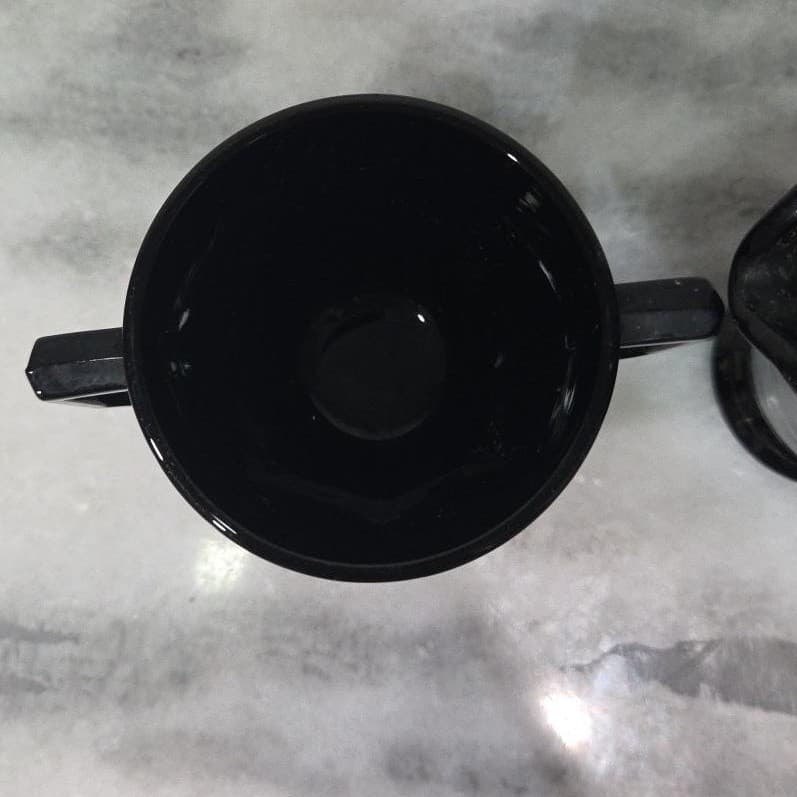 Black Glass Creamer and Sugar Set, Vintage Greek Revival Style Tableware, Decor - Thumbnail 7