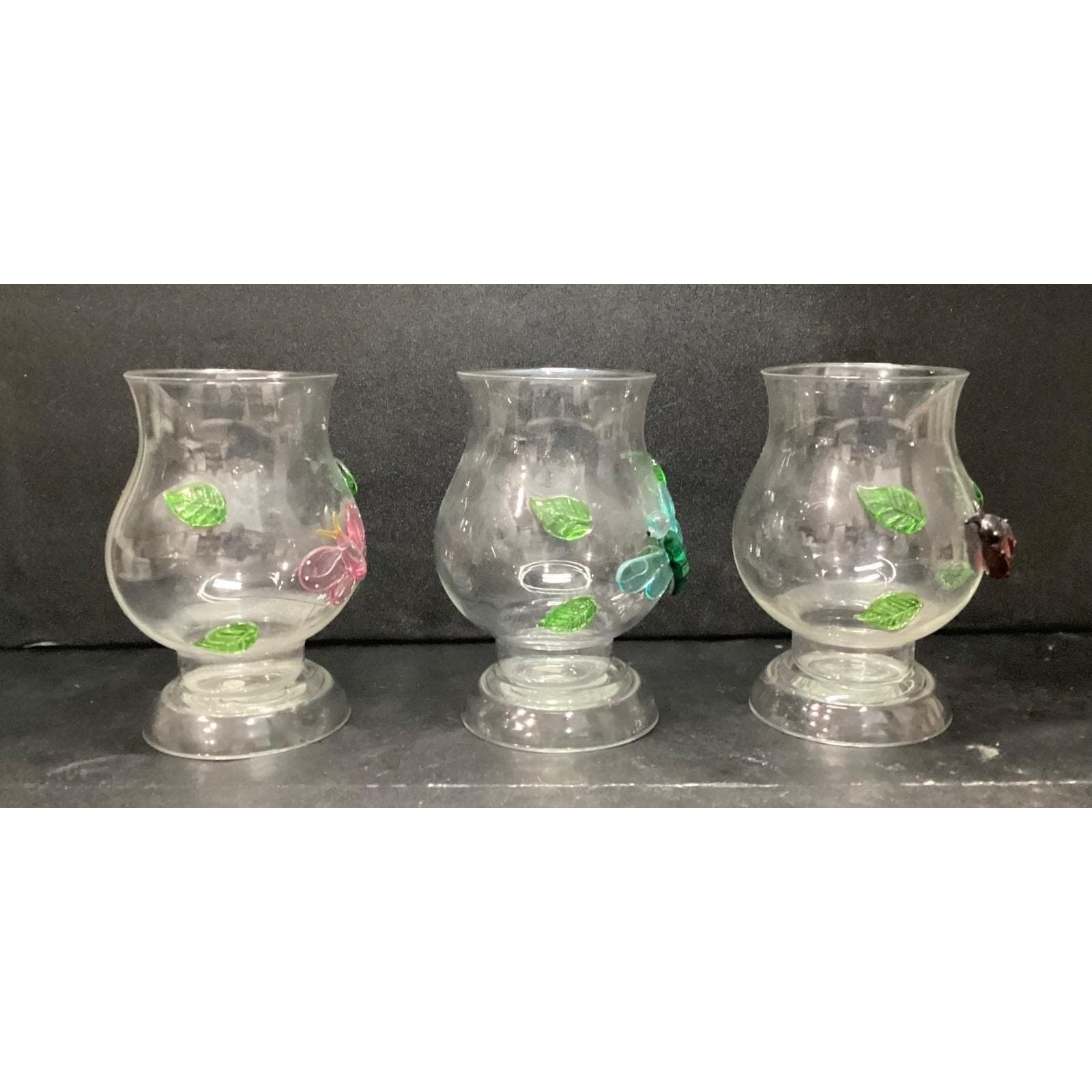 Home Accents Hurricane Lamps, Set of 3 Butterfly Ladybug Dragonfly Design Votive - Thumbnail 3