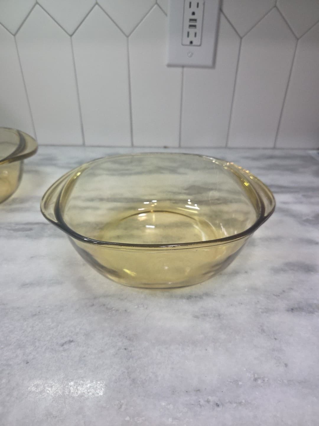 Pyrex Amber Casserole Dishes, Set of 2, Vintage Gold Glass, Mexico No Lid #10 - Thumbnail 5