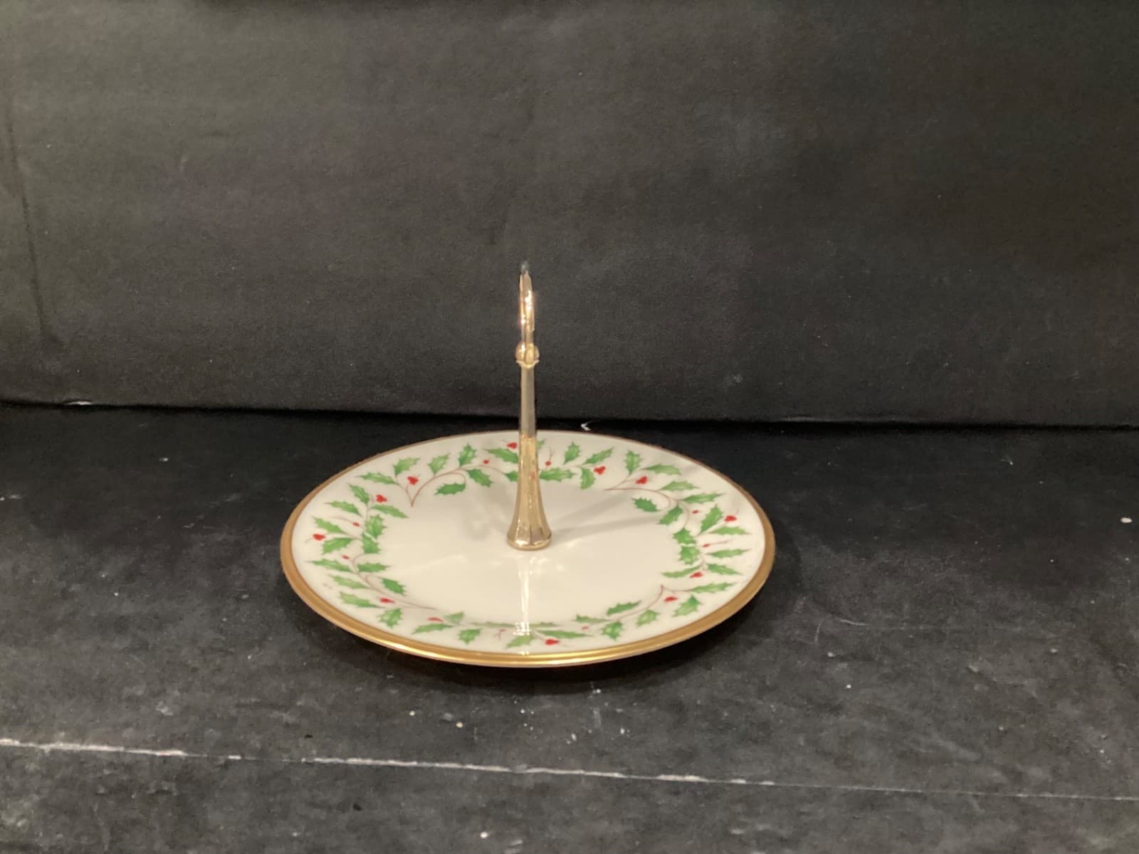 Lenox Holiday 10.5” Serving Dish Plate With Handle Christmas Gold Color Trim - Thumbnail 7