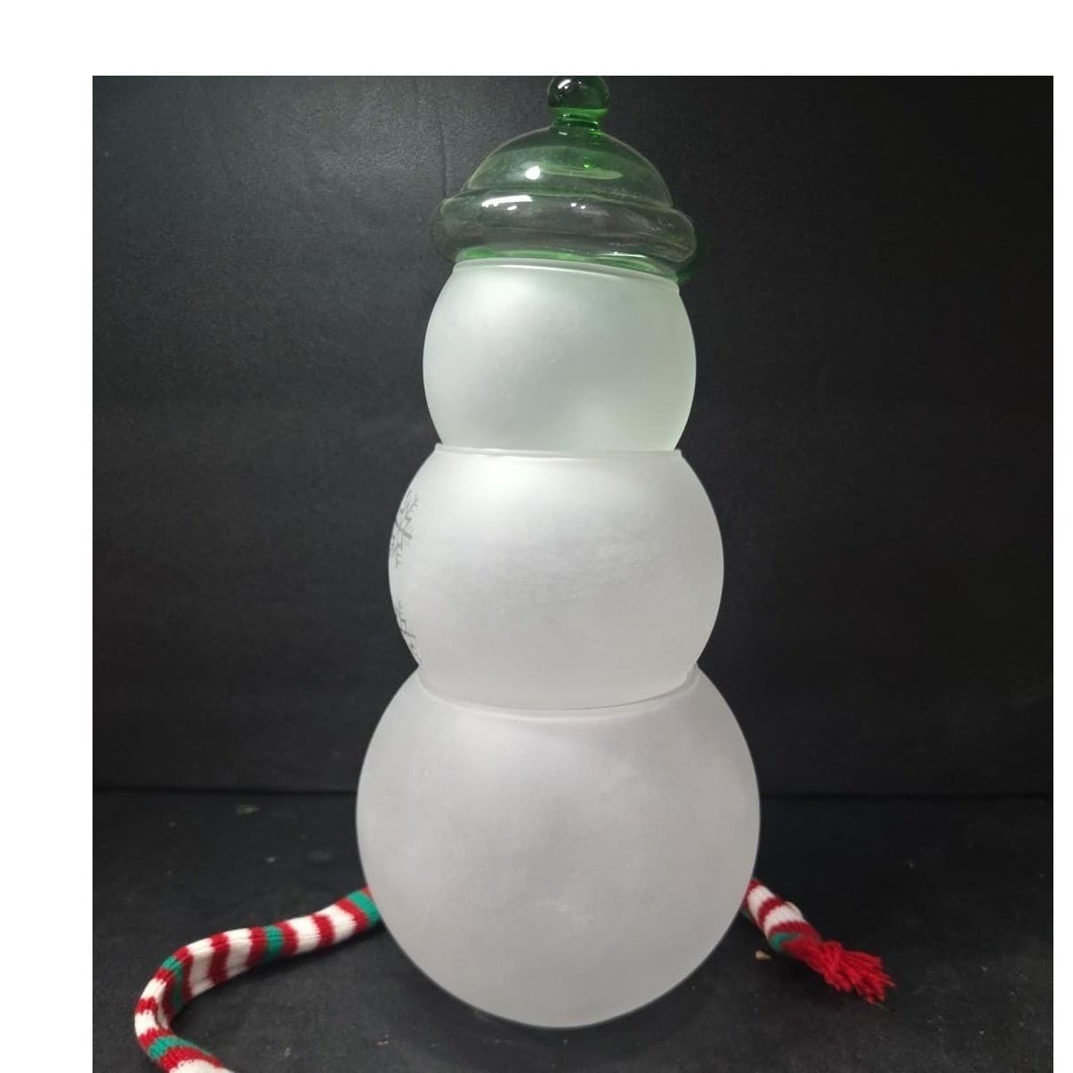 Princess House Snowman Candy Jar #PHC22, 4 Piece Set, Green Hat, Holiday Holder - Thumbnail 4