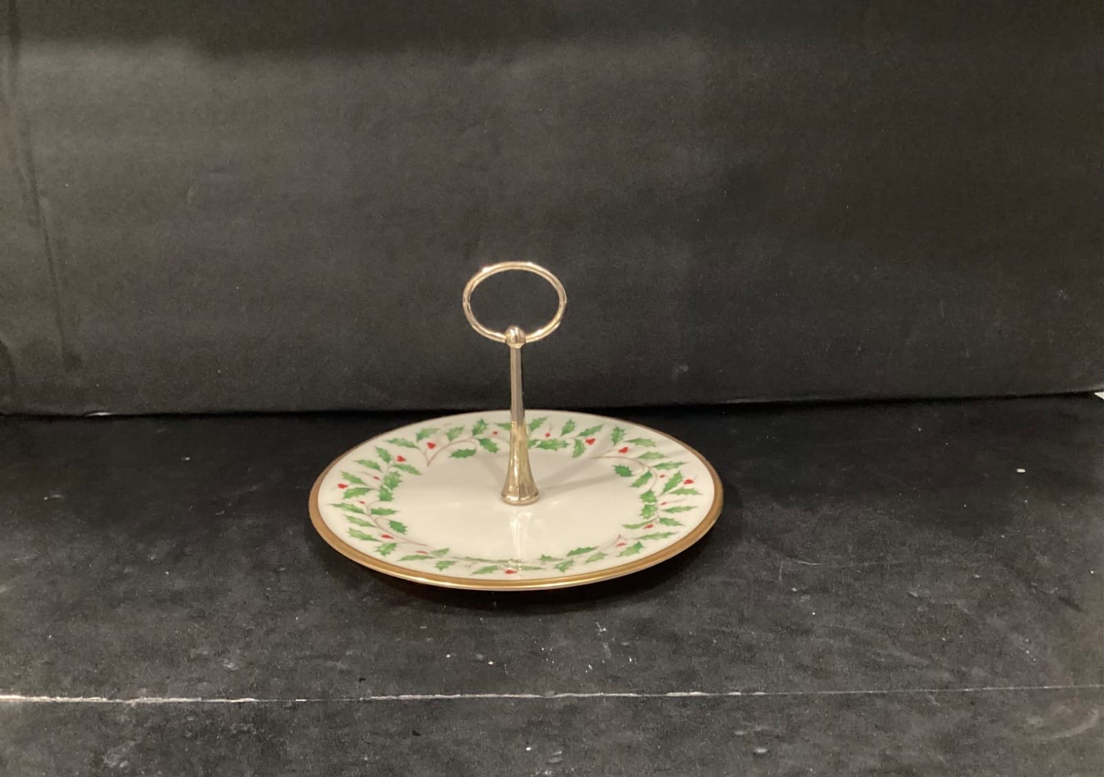 Lenox Holiday 10.5” Serving Dish Plate With Handle Christmas Gold Color Trim - Thumbnail 6