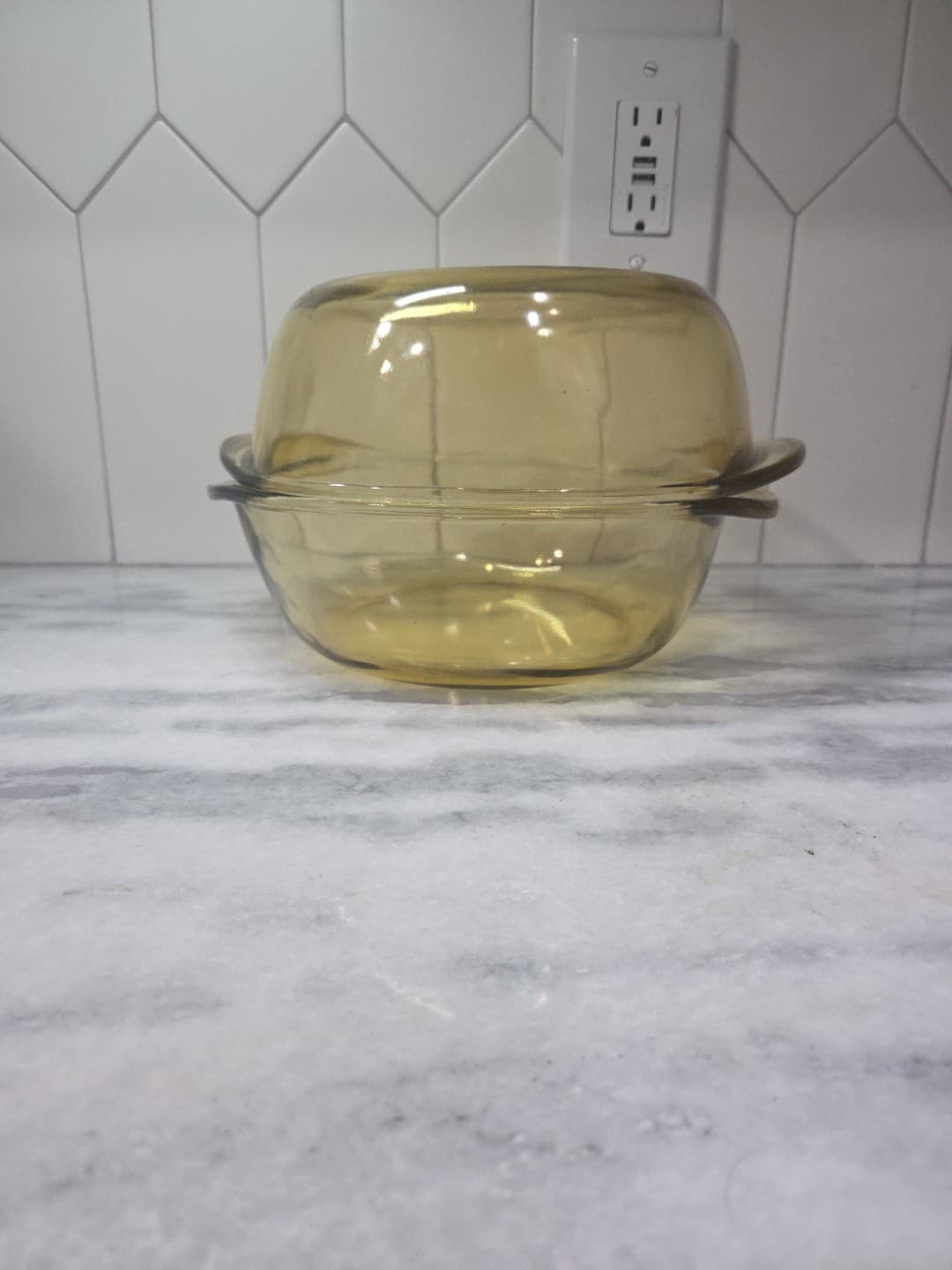 Pyrex Amber Casserole Dishes, Set of 2, Vintage Gold Glass, Mexico No Lid #10 - Thumbnail 3