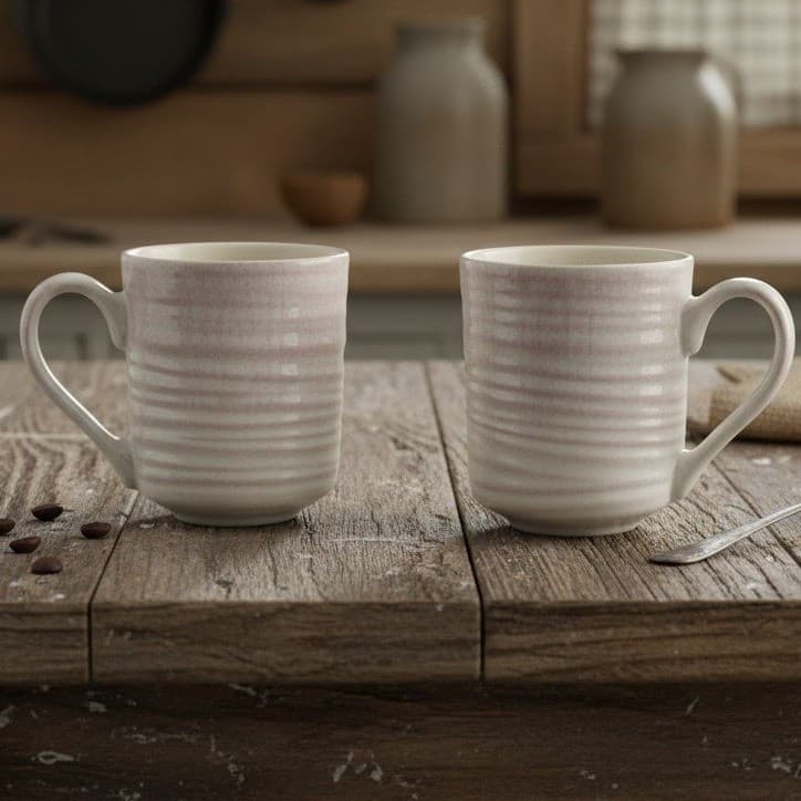 Sheffield Home Coffee Cups, Set of 2, Vintage Inspired Textured Mugs, Drinkware