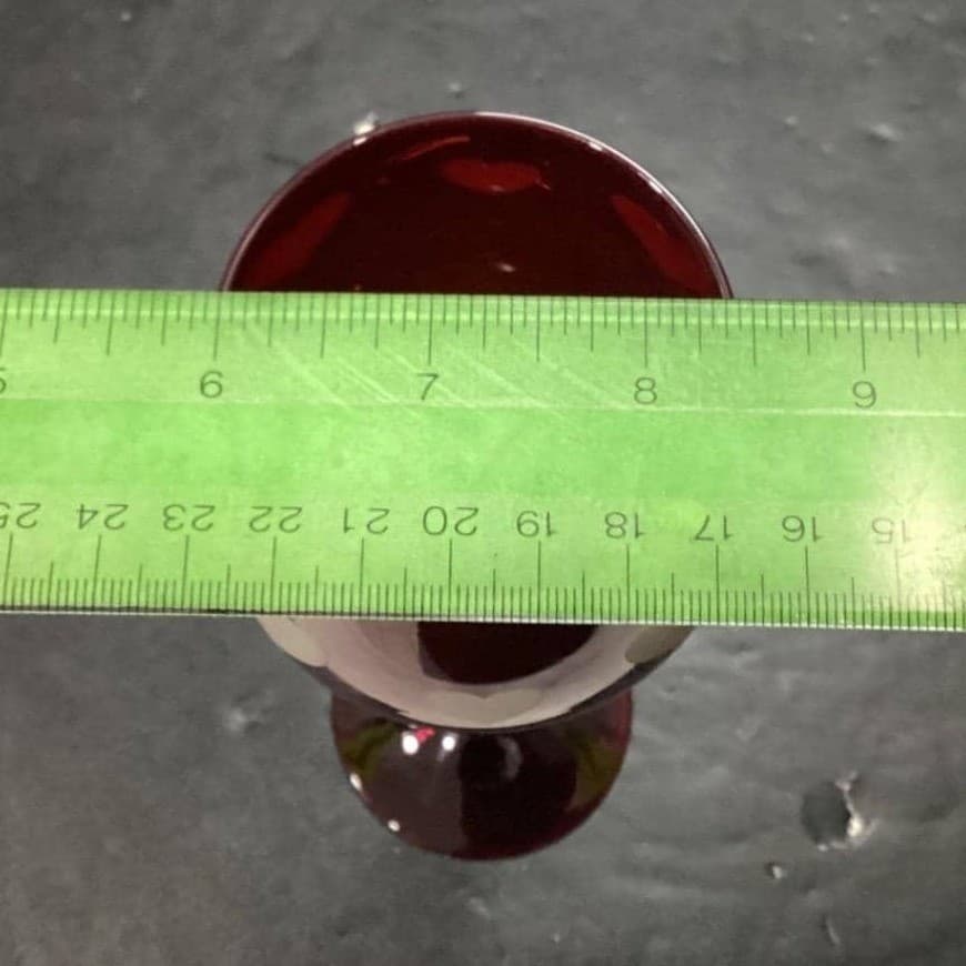 Ruby Red Long Stem Wine Glasses, Set of 2, Frosted Hearts Design, Vtg Stemware - Thumbnail 12