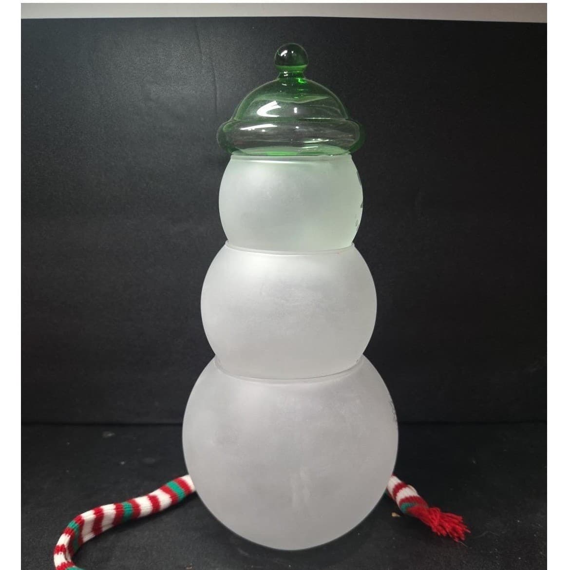 Princess House Snowman Candy Jar #PHC22, 4 Piece Set, Green Hat, Holiday Holder - Thumbnail 5
