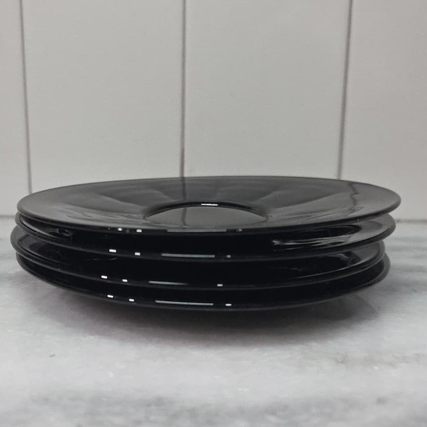 Viking Style Ebony Black Saucers, Set of 4, Classic Formal Dining Tableware - Thumbnail 9