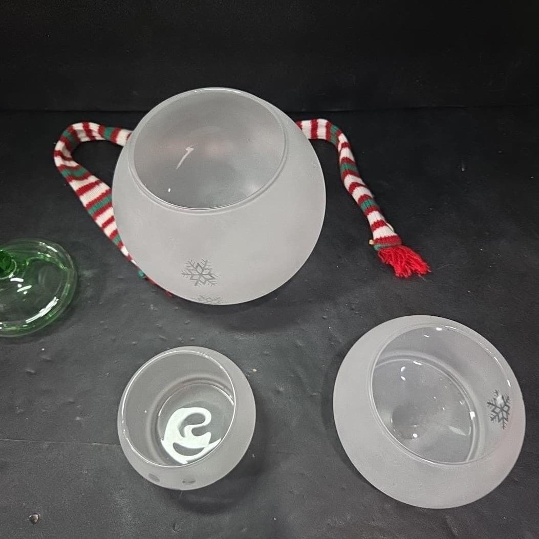 Princess House Snowman Candy Jar #PHC22, 4 Piece Set, Green Hat, Holiday Holder - Thumbnail 6