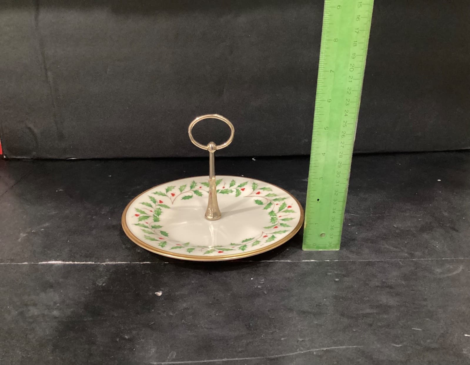 Lenox Holiday 10.5” Serving Dish Plate With Handle Christmas Gold Color Trim - Thumbnail 4