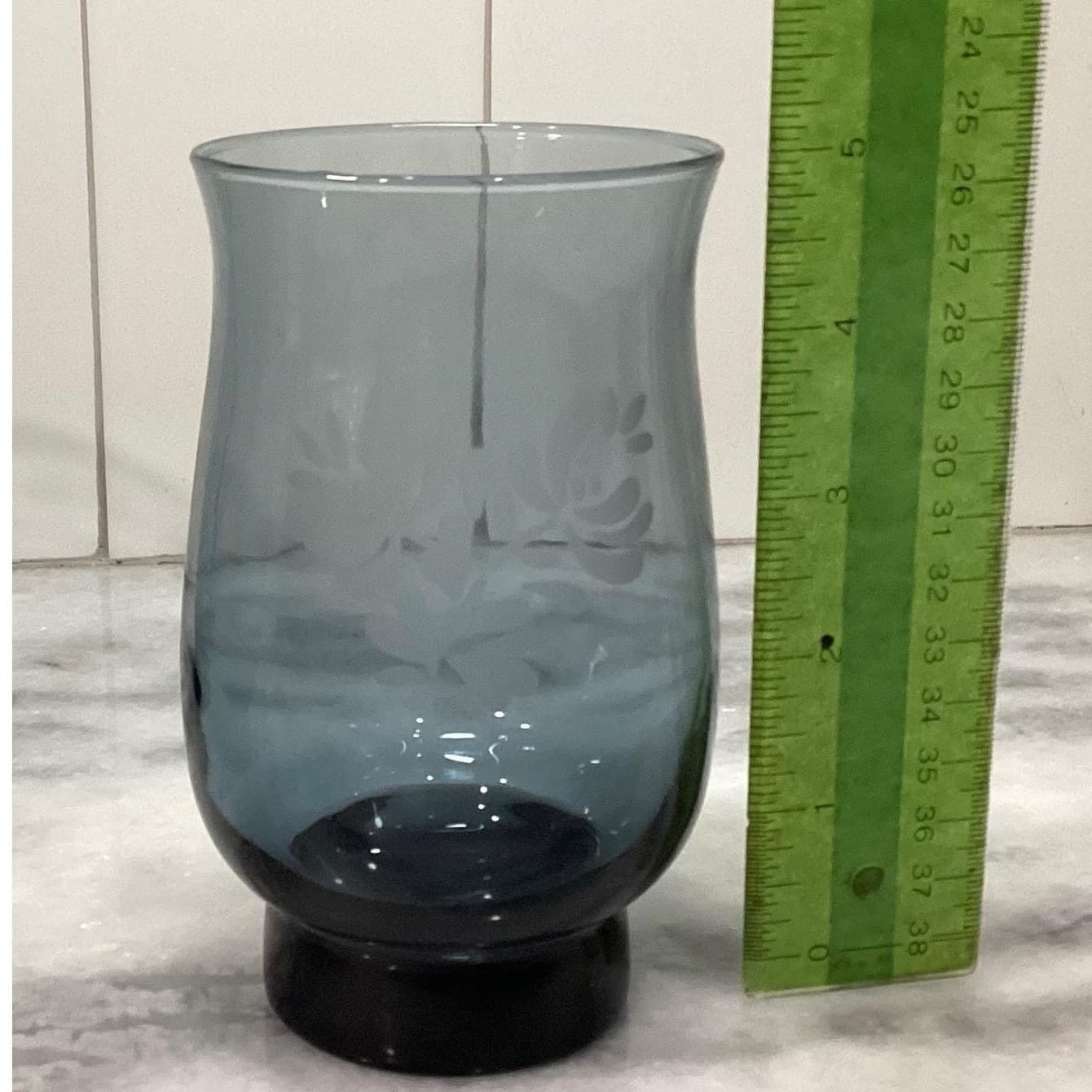 Pfaltzgraff Yorktowne Blue Tumblers, Set of 4, Vintage Etched Floral Design - Thumbnail 10