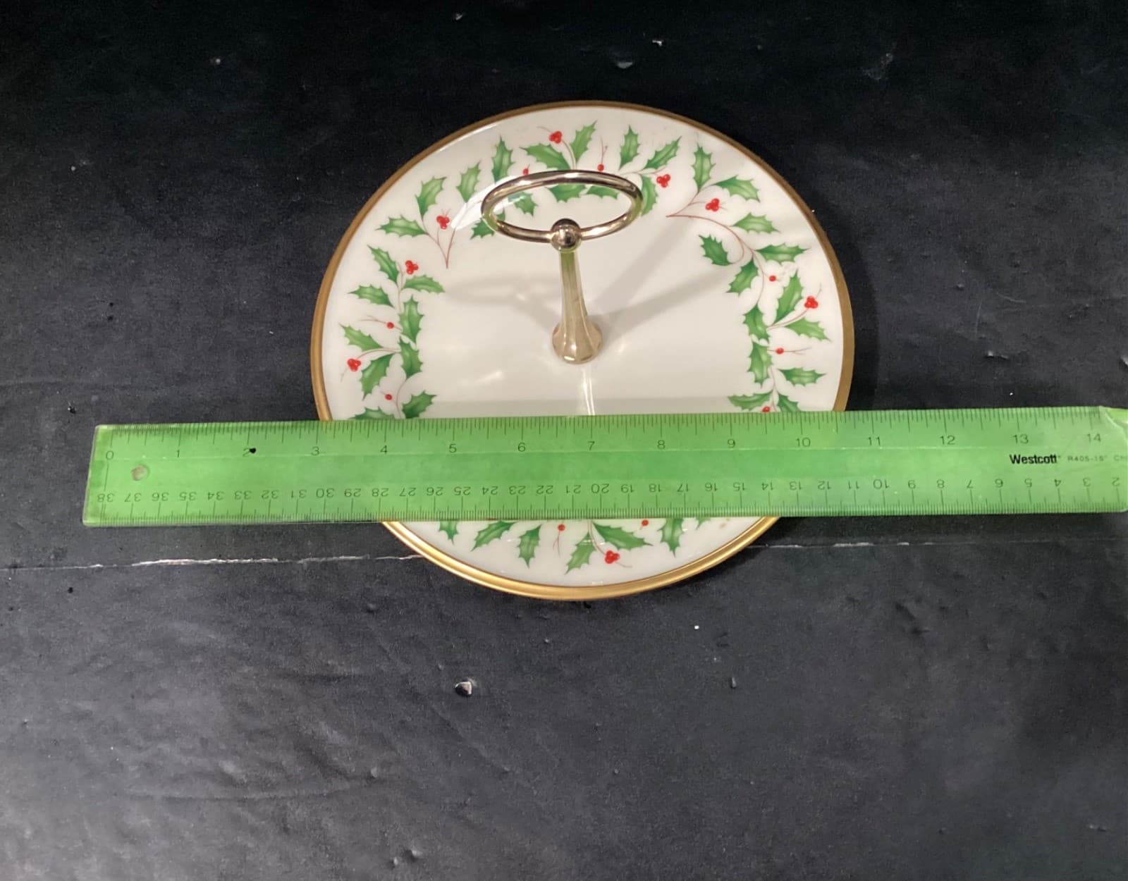 Lenox Holiday 10.5” Serving Dish Plate With Handle Christmas Gold Color Trim - Thumbnail 5