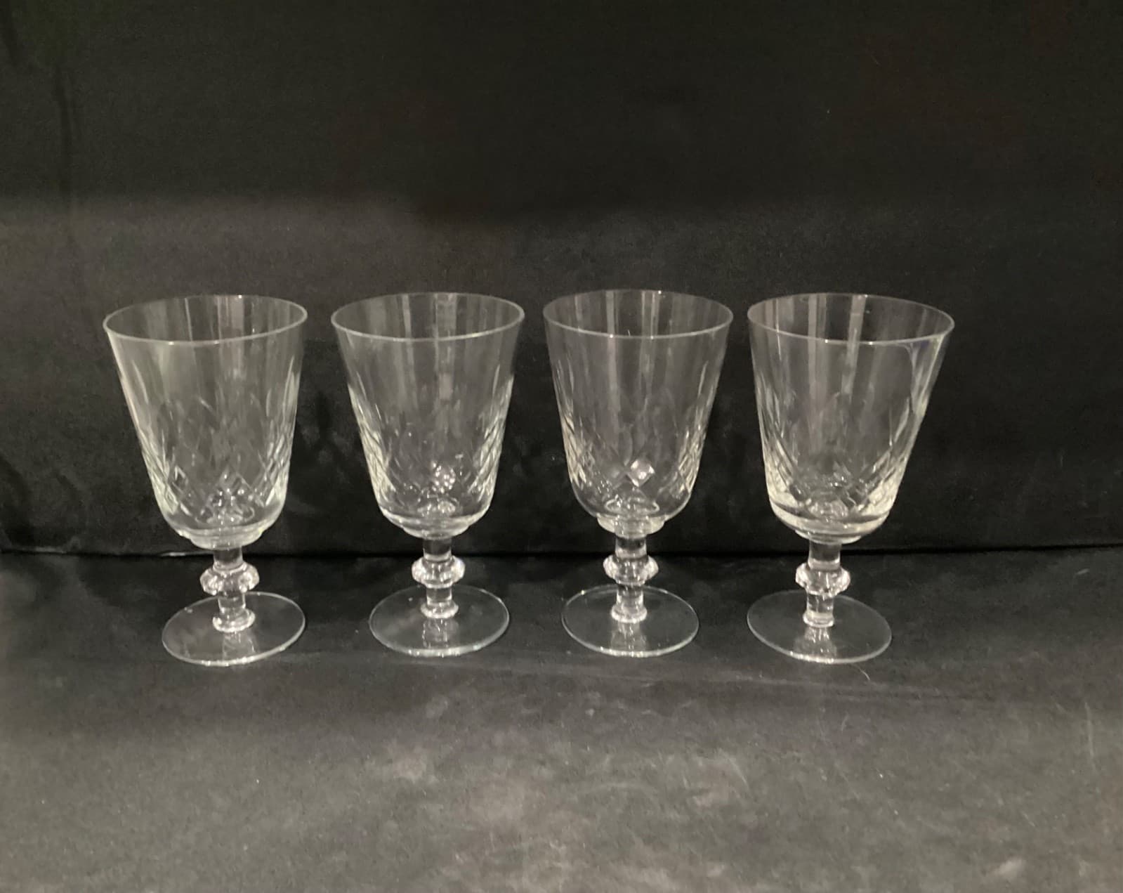 Edinburgh Cut Crystal Water Goblets Wafer Stem Crisscross Set Of 4 Vintage - Thumbnail 10