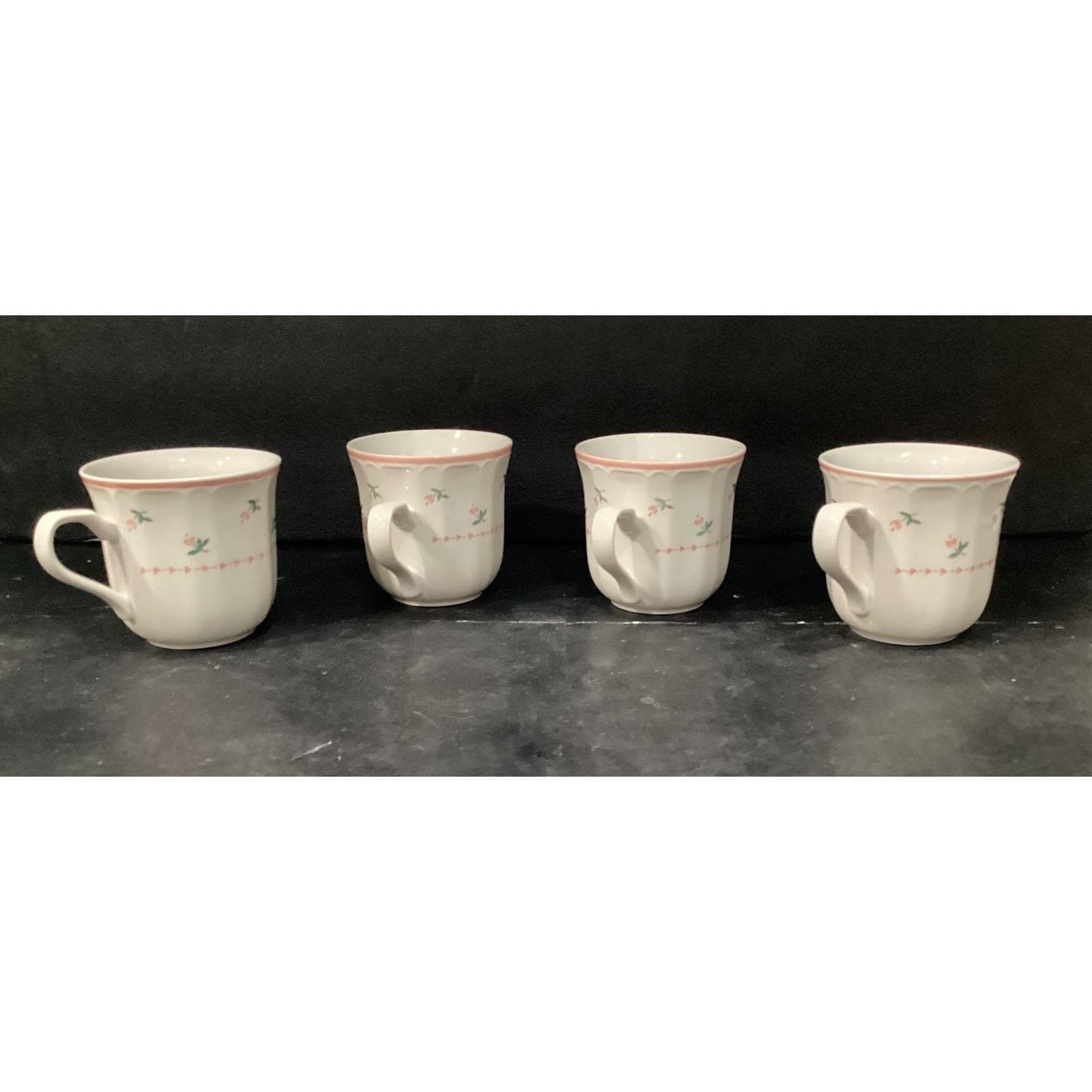 Sango Mystique Peach Coffee Cups #287, Set of 4, Vtg Stoneware Mugs, Drinkware - Thumbnail 3