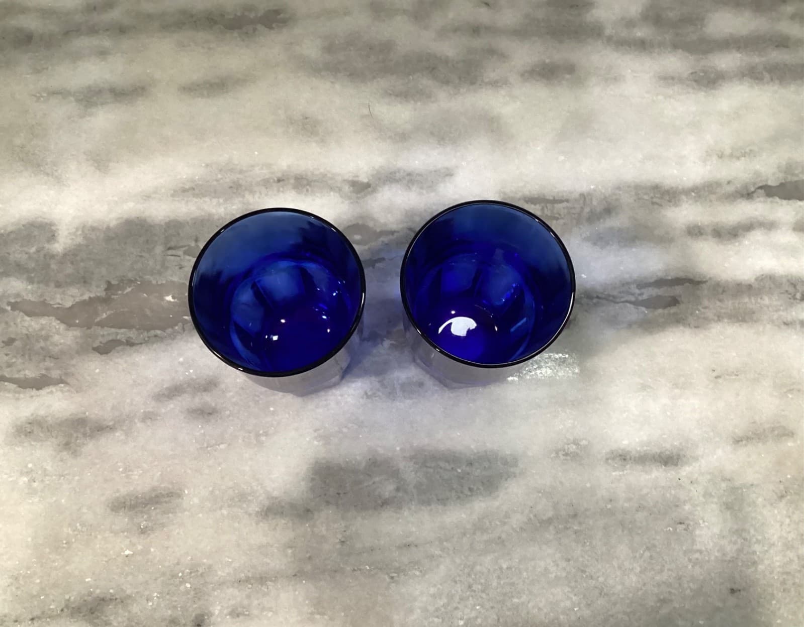 Vintage Set of 2 Libbey Crisa Cobalt Blue 8 Panel Glass Tumblers 16 oz 5.5" - Thumbnail 3