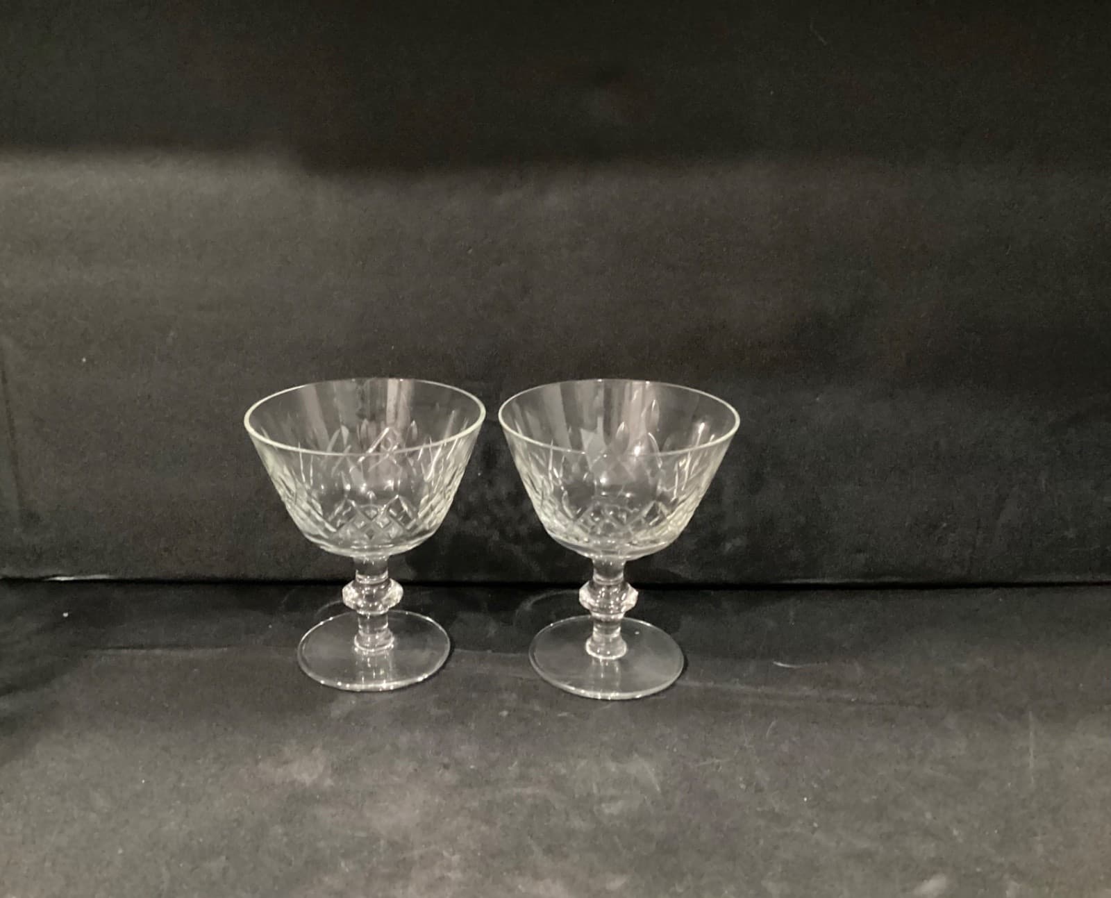 Edinburgh Crystal Criss-Cross Cut Cordial Sherbet Dessert Glasses Set Of 2