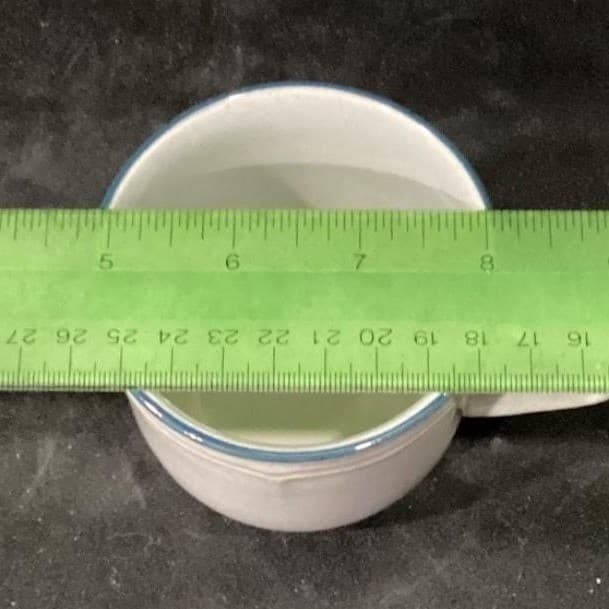 Inter-National Stoneware Coffee Cups, Set of 4, Vintage Blue Rim Mugs, Drinkware - Thumbnail 7
